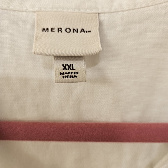 NWOT - Linen Merona White Button Down Short Sleeve Shirt - Size XXL - Picture 2 of 7